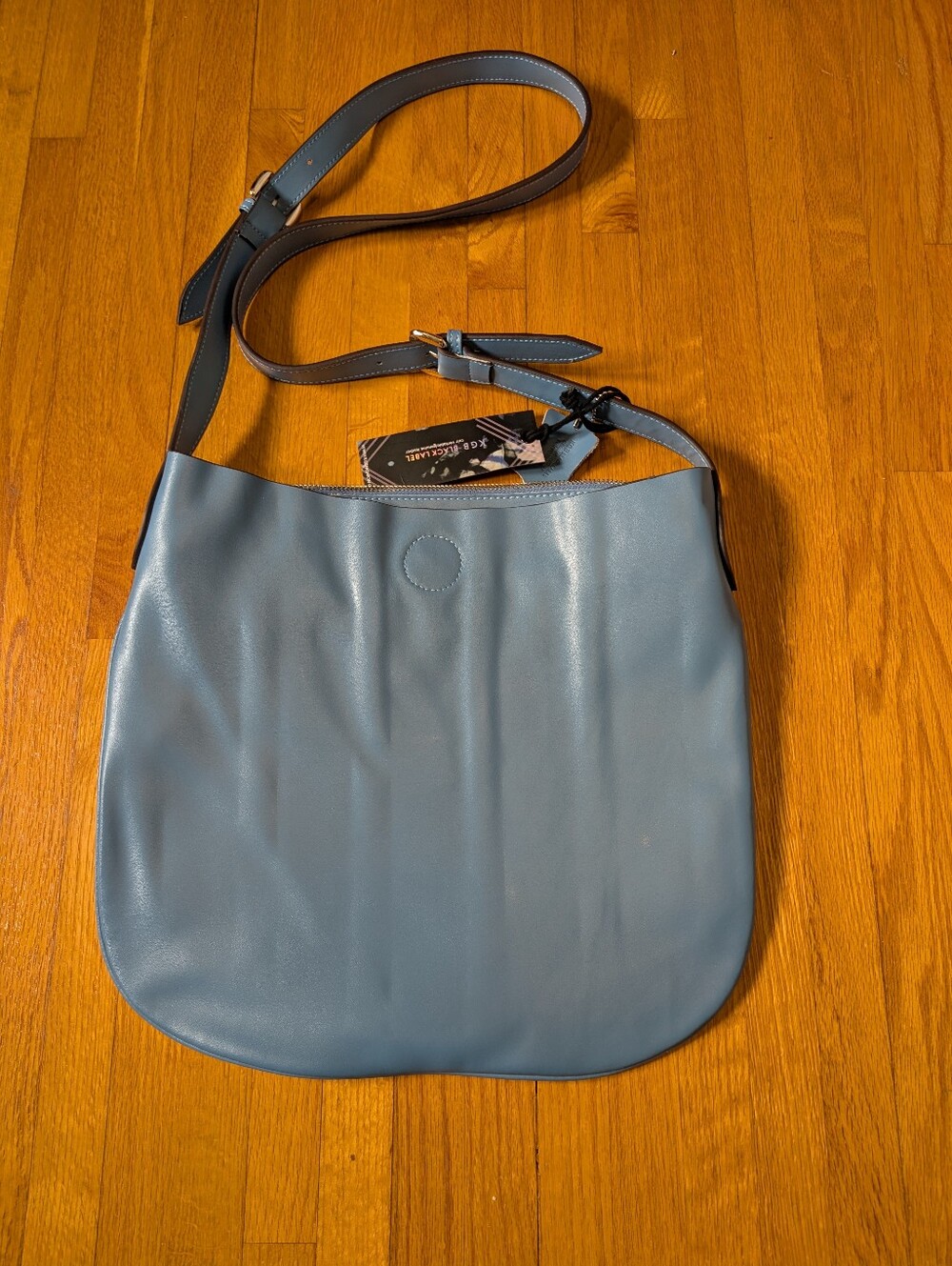 NWT KGB Black Label Blue Leather Hobo Bag - Cheetah Lining